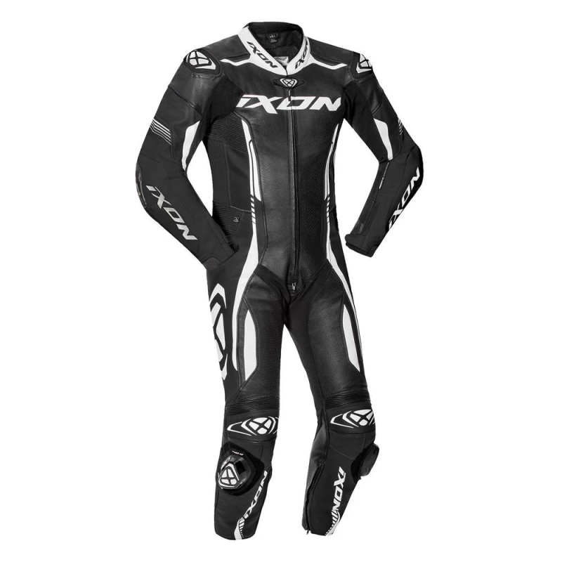Costum (combinezon) motociclete barbati piele Ixon vara model Vortex 2 MS culoare: negru/alb