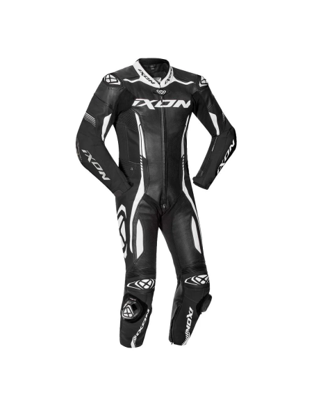 Costum (combinezon) motociclete barbati piele Ixon vara model Vortex 2 MS culoare: negru/alb