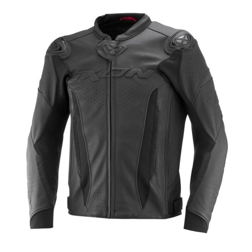 Geaca (jacheta) motociclete barbati piele Racing Ixon vara model Vortex 3 MS culoare: negru/negru