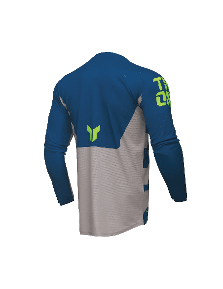 Tricou (bluza) cross-enduro Thor model Launchmode Forge culoare: albastru/gri/galben fluor