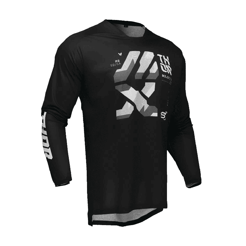 Tricou (bluza) cross-enduro Thor model Launchmode Forge culoare: negru/alb/gri