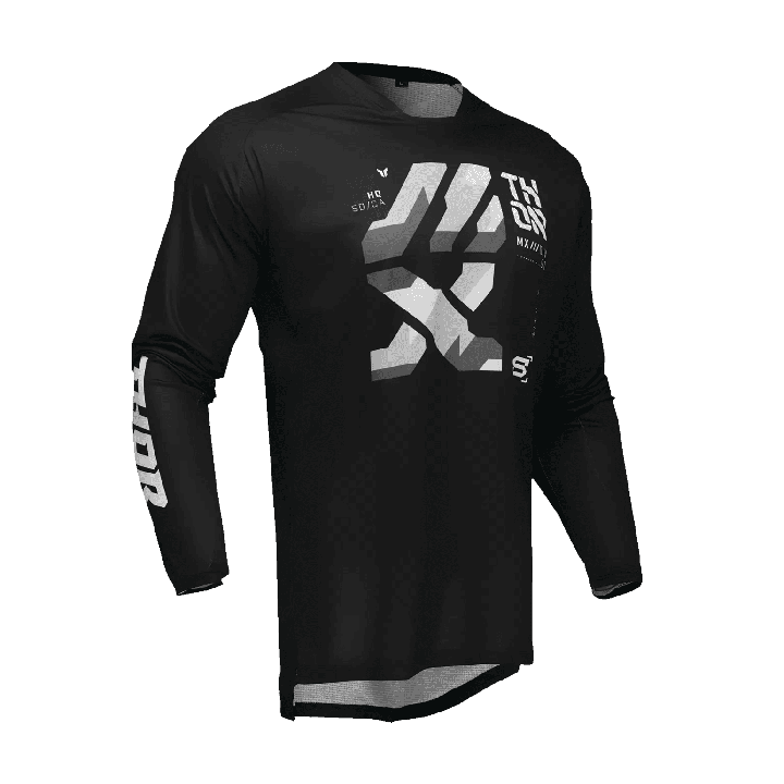 Tricou (bluza) cross-enduro Thor model Launchmode Forge culoare: negru/alb/gri