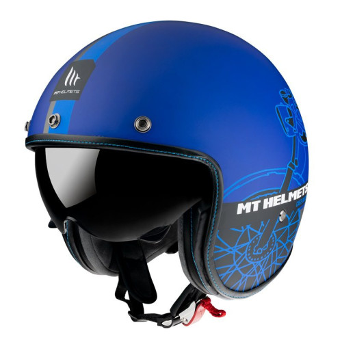 Casca open face MT Le Mans 2 SV Cafe Racer B7 albastru mat (ochelari soare integrati) 2