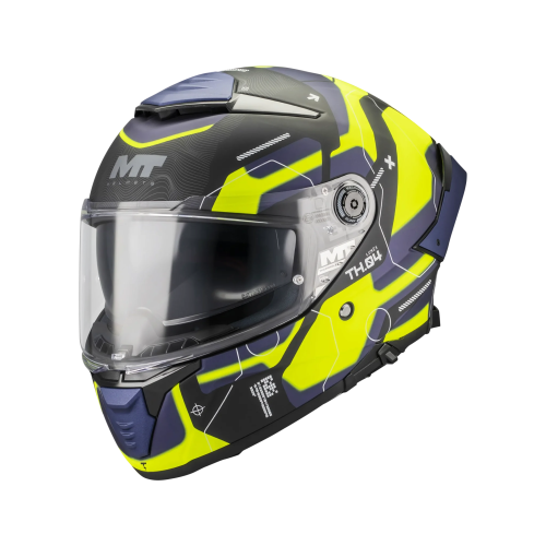 Casca integrala MT Thunder 4 SV Lumex B27 albastru/galben mat (ochelari soare integrati) 2