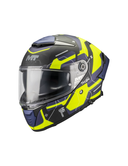 Casca integrala MT Thunder 4 SV Lumex B27 albastru/galben mat (ochelari soare integrati)