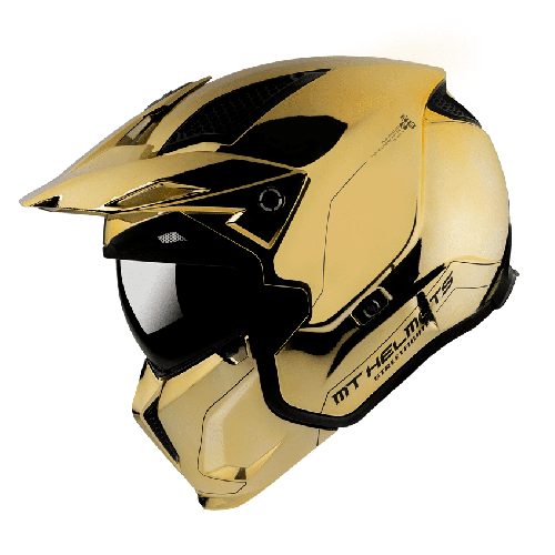 Casca MT Streetfighter SV A9 auriu cromat lucios (ochelari soare integrati) - masca (protectie) barbie si cozoroc detasabile - e