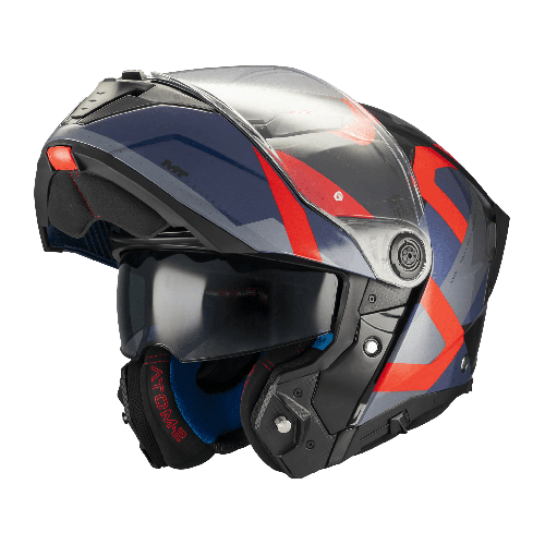 Casca modulabila MT Atom 2 SV Dexter B15 rosu/albastru lucios (ochelari soare integrati) tip viziera: MT-V-35