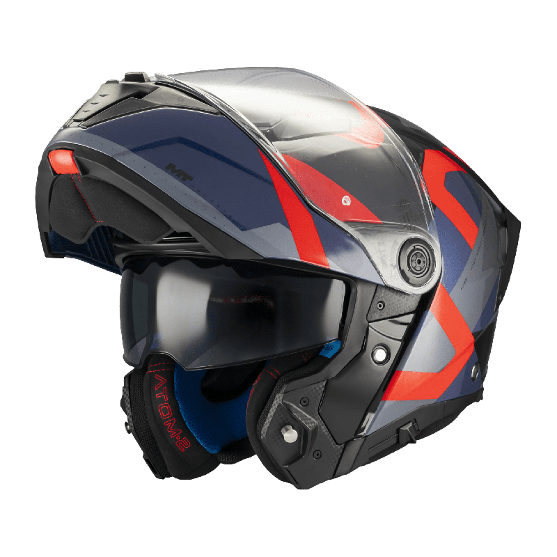 Casca modulabila MT Atom 2 SV Dexter B15 rosu/albastru lucios (ochelari soare integrati) tip viziera: MT-V-35