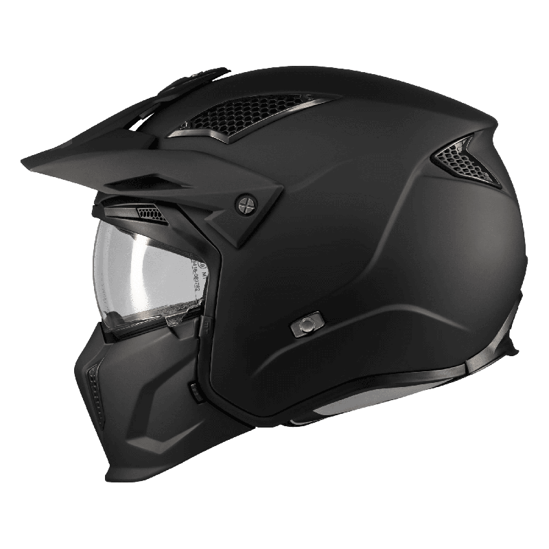 Casca MT Streetfighter SV S Pure A1 negru mat (ochelari soare integrati) - masca (protectie) barbie si cozoroc detasabile - omol