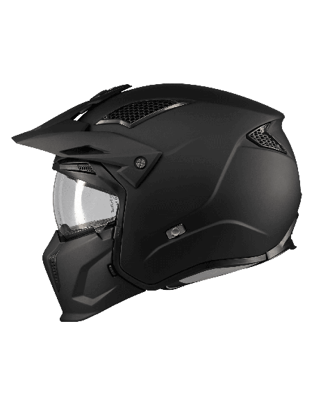 Casca MT Streetfighter SV S Pure A1 negru mat (ochelari soare integrati) - masca (protectie) barbie si cozoroc detasabile - omol