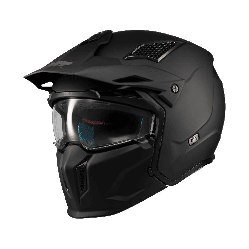 Casca MT Streetfighter SV S Pure A1 negru mat (ochelari soare integrati) - masca (protectie) barbie si cozoroc detasabile - omol 2