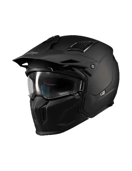 Casca MT Streetfighter SV S Pure A1 negru mat (ochelari soare integrati) - masca (protectie) barbie si cozoroc detasabile - omol