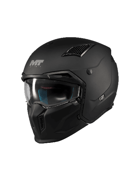 Casca MT Streetfighter SV S Pure A1 negru mat (ochelari soare integrati) - masca (protectie) barbie si cozoroc detasabile - omol