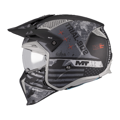 Casca MT Streetfighter SV S Belic B2 gri/negru mat (ochelari soare integrati) - masca (protectie) barbie si cozoroc detasabile -