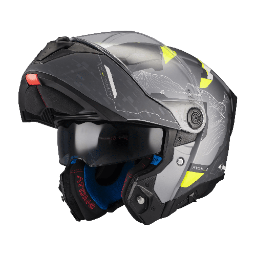 Casca modulabila MT Atom 2 SV Highlands E2 gri mat (ochelari soare integrati) + lentila antiaburire Pinlock 70 cadou - tip vizie