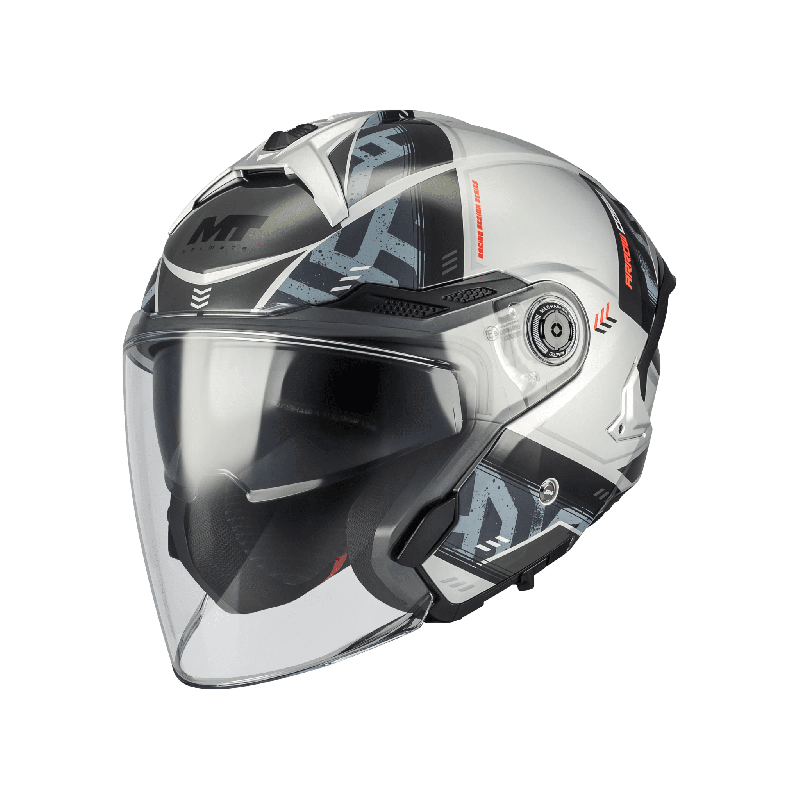 Casca open face motociclete MT Cosmo SV Arrow C2 gri lucios (ochelari soare integrati) - tip viziera: MT-V-37