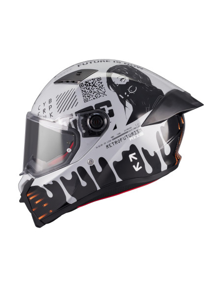 Casca integrala Axxis Fenix Cyberpunk C4 alb lucios - tip viziera: MT-V-31B - DKS429