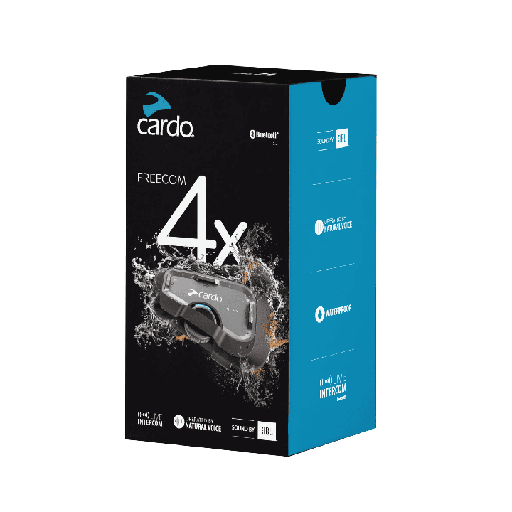 Sistem comunicatie moto complet Cardo model Freecom 4X single - kit 1 bucata (pentru 1 utilizator)