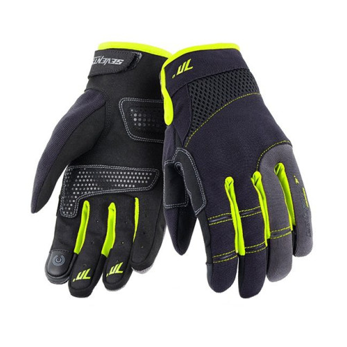 Manusi barbati Urban vara Seventy model SD-C48 negru/galben - degete tactile